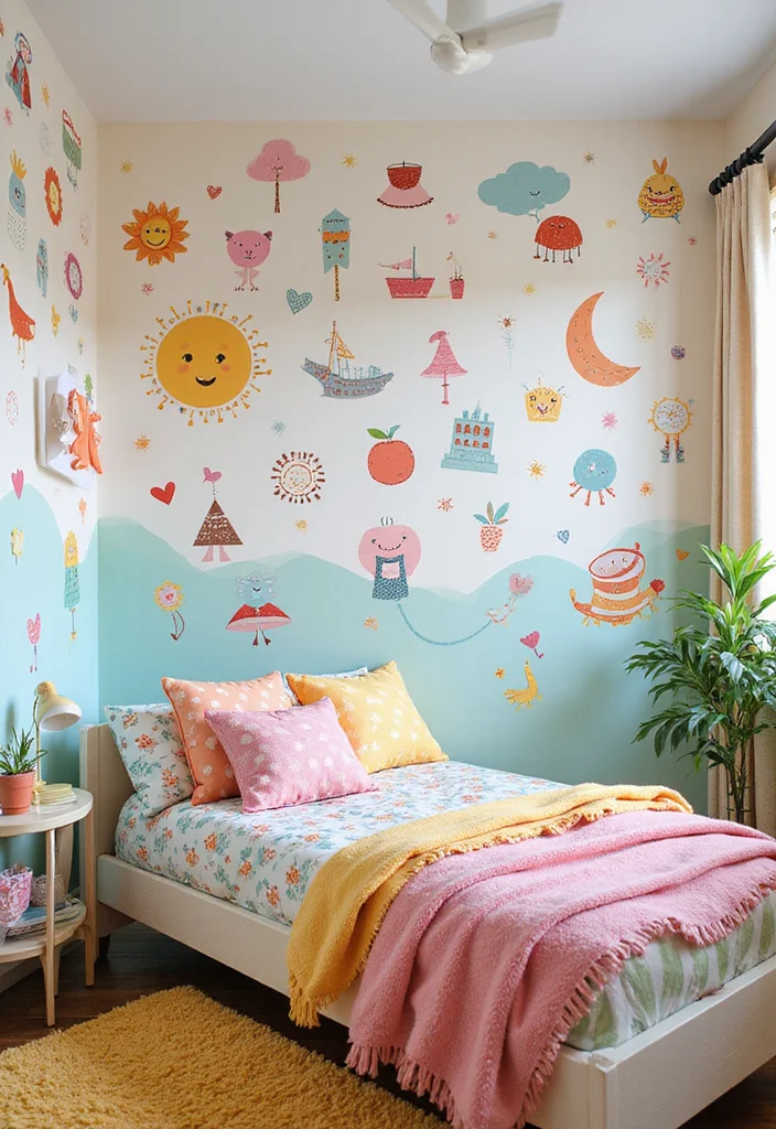 21 Stunning Bedroom Makeovers Under $100 (You Won't Believe #5!) - 21. Playful Wall Decals 1