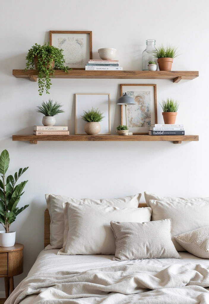 21 Stunning Bedroom Makeovers Under $100 (You Won't Believe #5!) - 4. DIY Floating Shelves 1