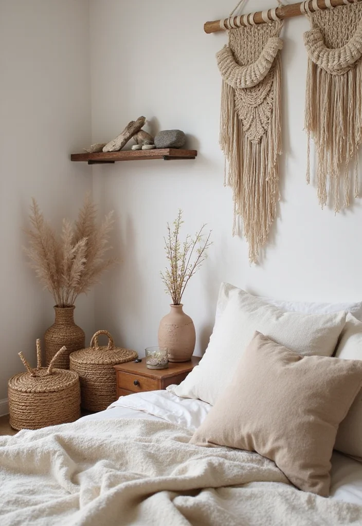 15 Earthy Cozy Bedroom Ideas That'll Make You Want to Snuggle Up Forever! - 7. Earthy Decorative Elements 1