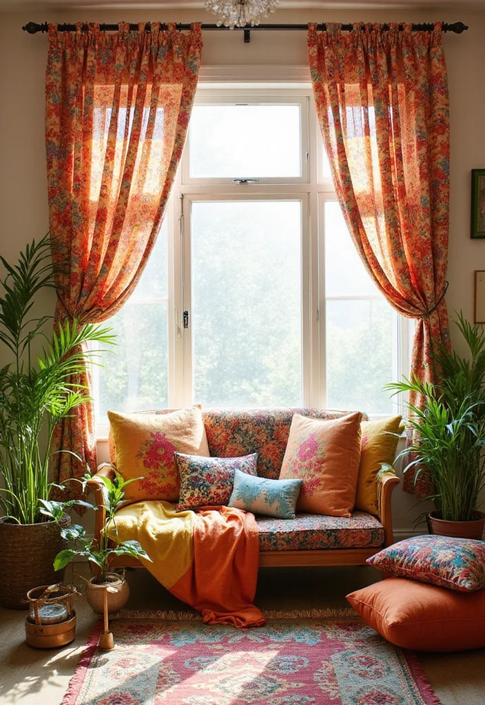 19 Colorful Bohemian Decor Aesthetics That Will Instantly Brighten Your Home! - 11. Whimsical Curtains 1