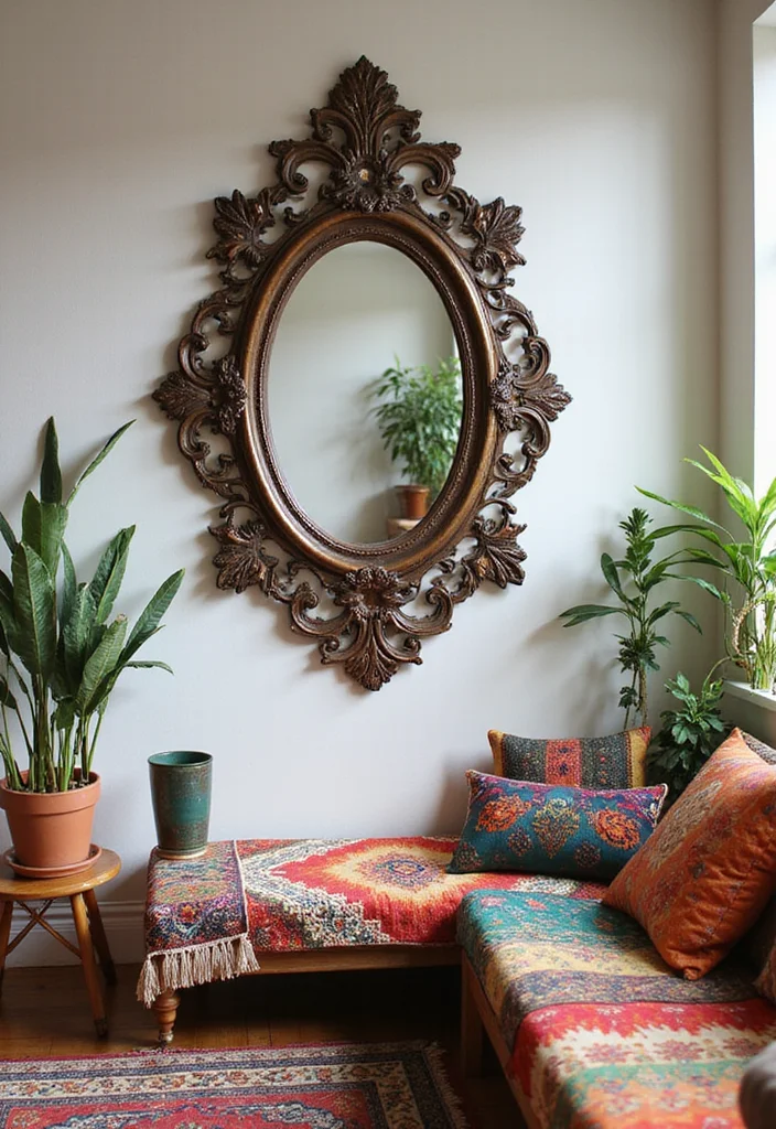 19 Colorful Bohemian Decor Aesthetics That Will Instantly Brighten Your Home! - 15. Decorative Mirrors 1