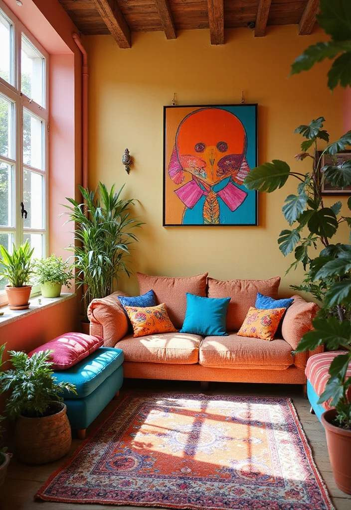 19 Colorful Bohemian Decor Aesthetics That Will Instantly Brighten Your Home! - 16. Playful Color Combinations 1