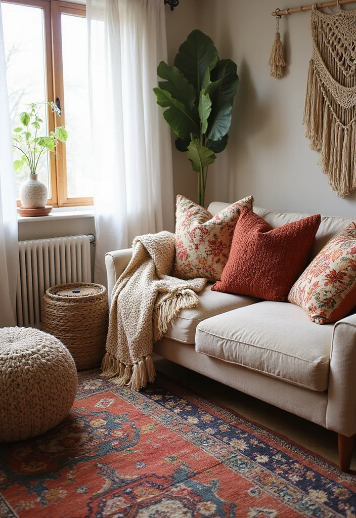 19 Colorful Bohemian Decor Aesthetics That Will Instantly Brighten Your Home! - 3. Layered Textiles 1