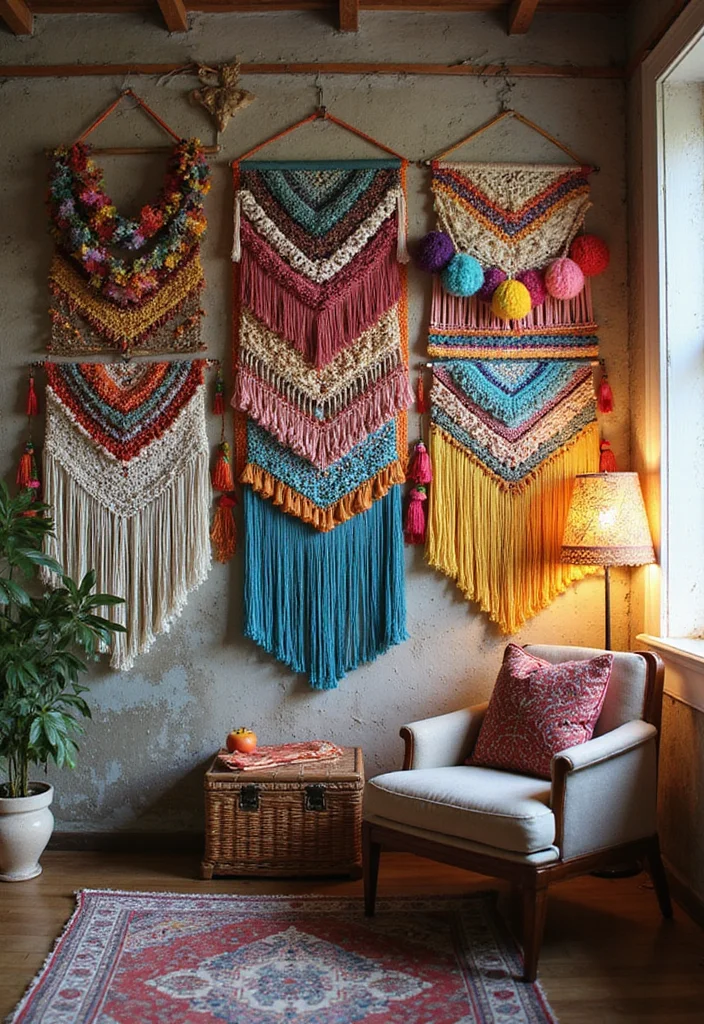 19 Colorful Bohemian Decor Aesthetics That Will Instantly Brighten Your Home! - 5. Colorful Wall Hangings 1