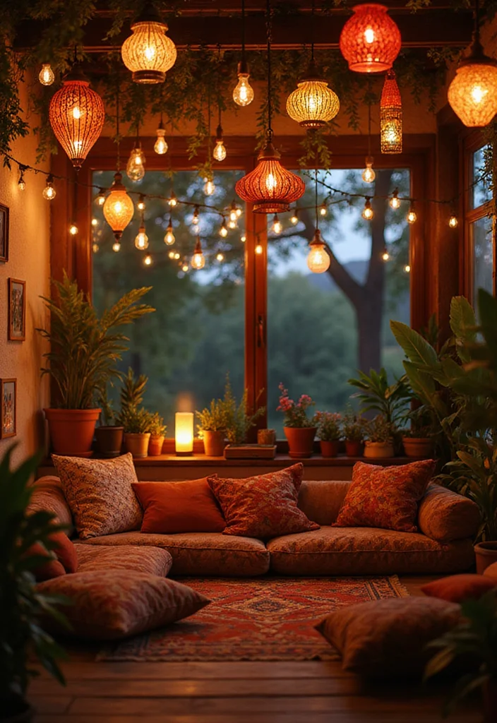 19 Colorful Bohemian Decor Aesthetics That Will Instantly Brighten Your Home! - 9. Playful Lighting 1