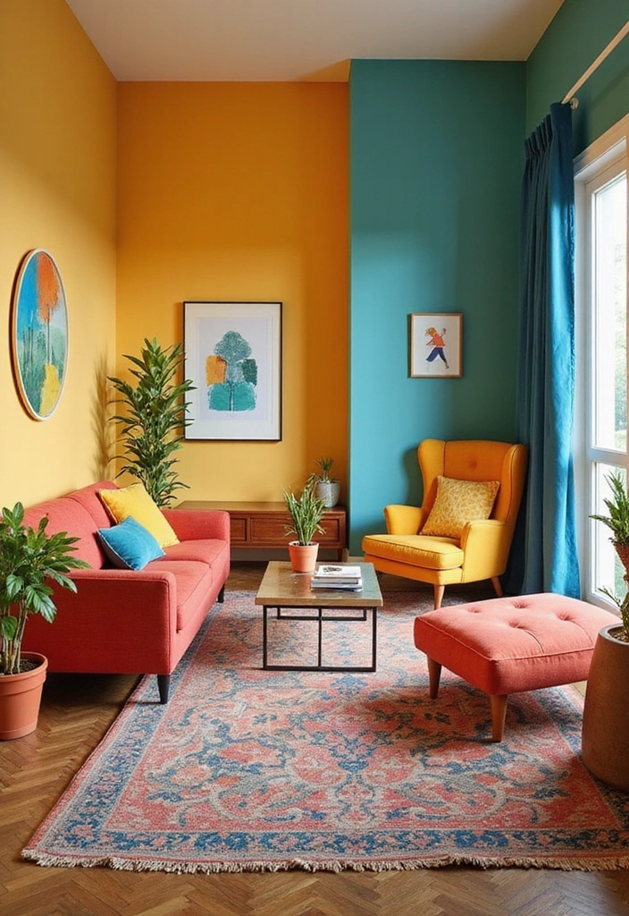 21 Stunning Contemporary Living Room Designs That Will Make You Say 'Wow!' - 6. Bold Color Block 1