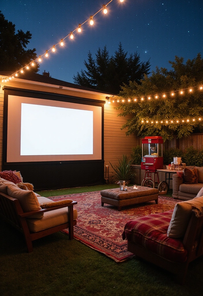 25 Cozy Rustic Outdoor Spaces That Will Make You Want to Live Outside! - 15. Cozy Outdoor Movie Space 1