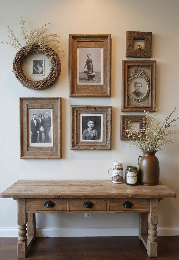 25 Stunning Photo Wall Concepts That'll Transform Your Space (You'll Want to Copy #12!) - 16. The Rustic Farmhouse Look 1