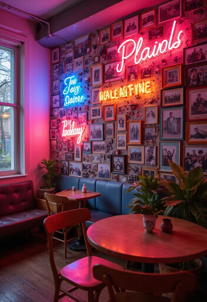 25 Stunning Photo Wall Concepts That'll Transform Your Space (You'll Want to Copy #12!) - 17. The Neon and Retro Vibes 1