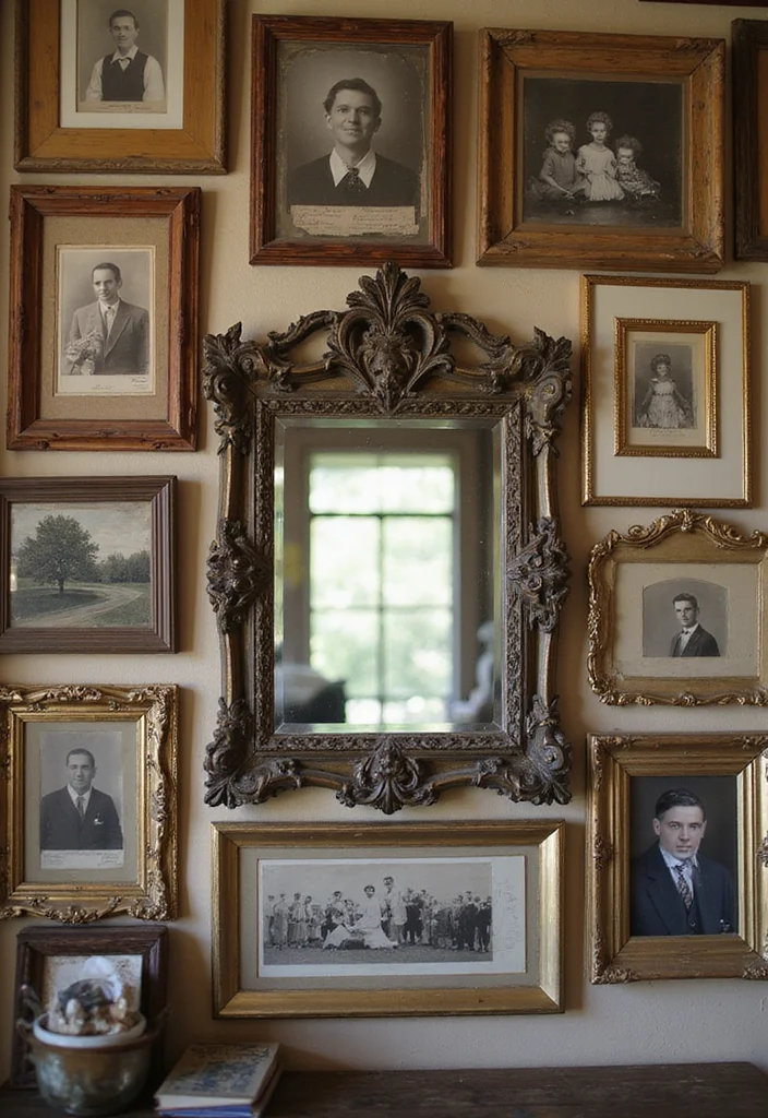25 Stunning Photo Wall Concepts That'll Transform Your Space (You'll Want to Copy #12!) - 5. The Vintage Photo Display 1