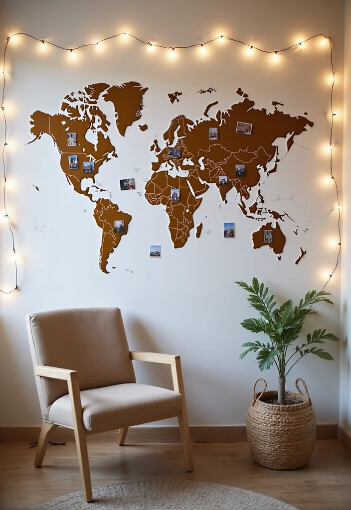 25 Stunning Photo Wall Concepts That'll Transform Your Space (You'll Want to Copy #12!) - 6. The Travel Map Display 1