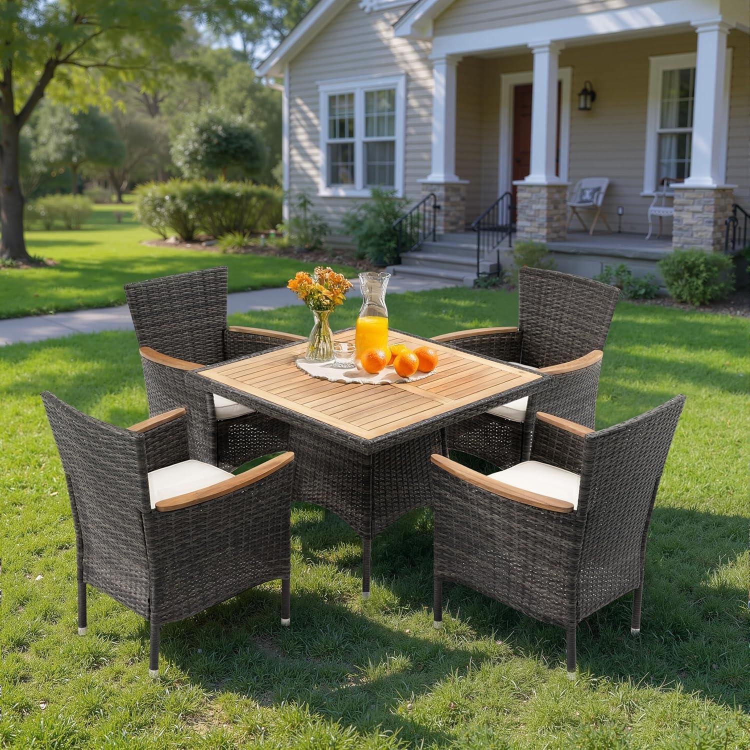 my Take on Wisteria Lane Rattan & Acacia ⁣Set for 4