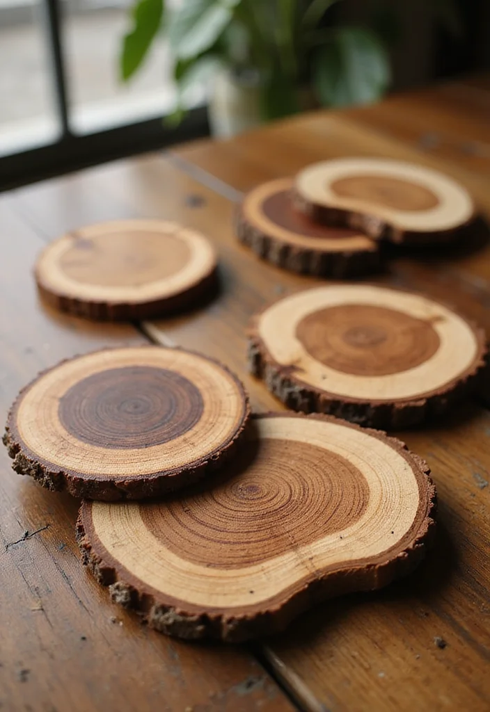 10 Rustic Wood Projects You Can Make Today (You'll Be Amazed at #5!) - 7. Rustic Wood Coasters 1