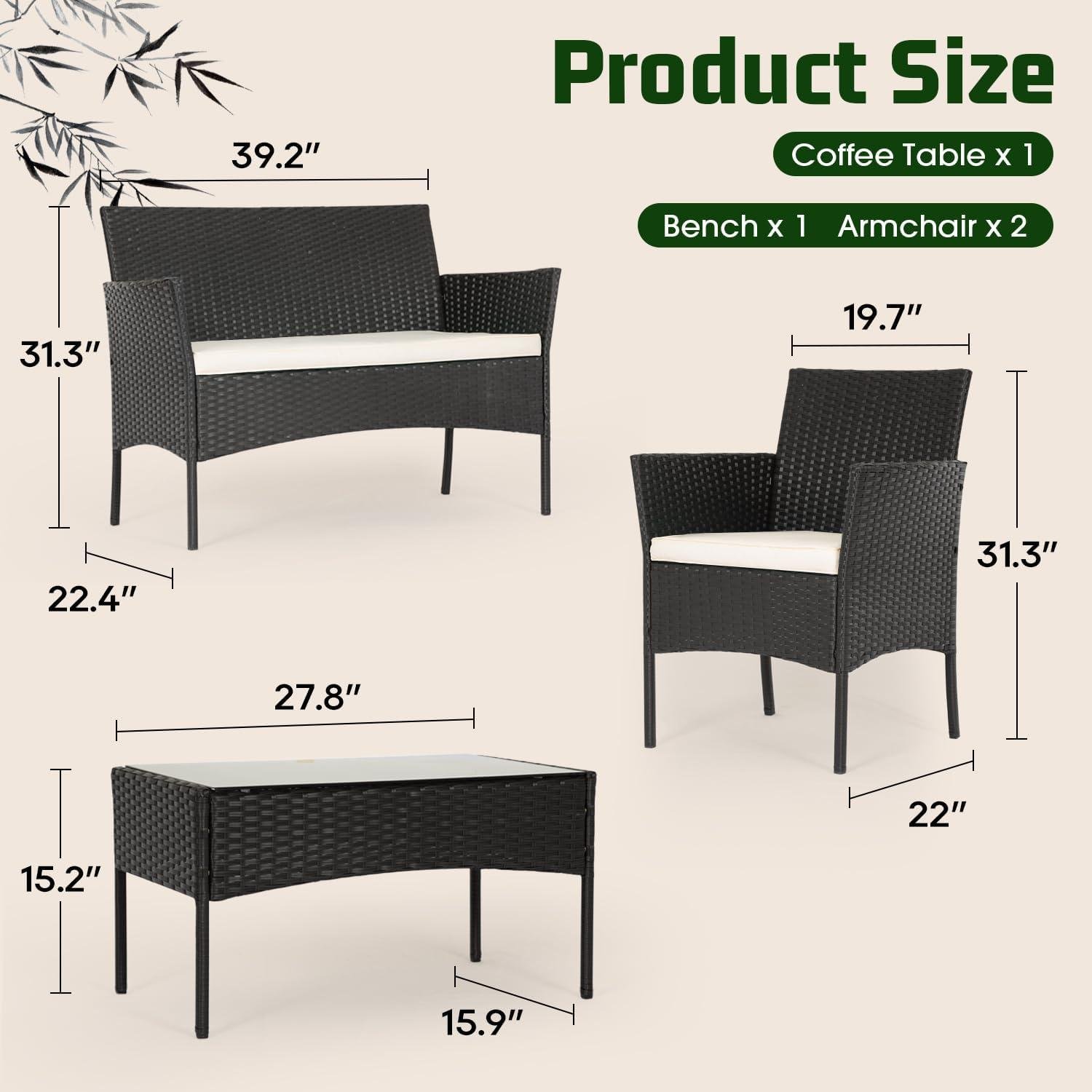 My Take on FDW 4-Piece Wicker Patio Set (Black)
