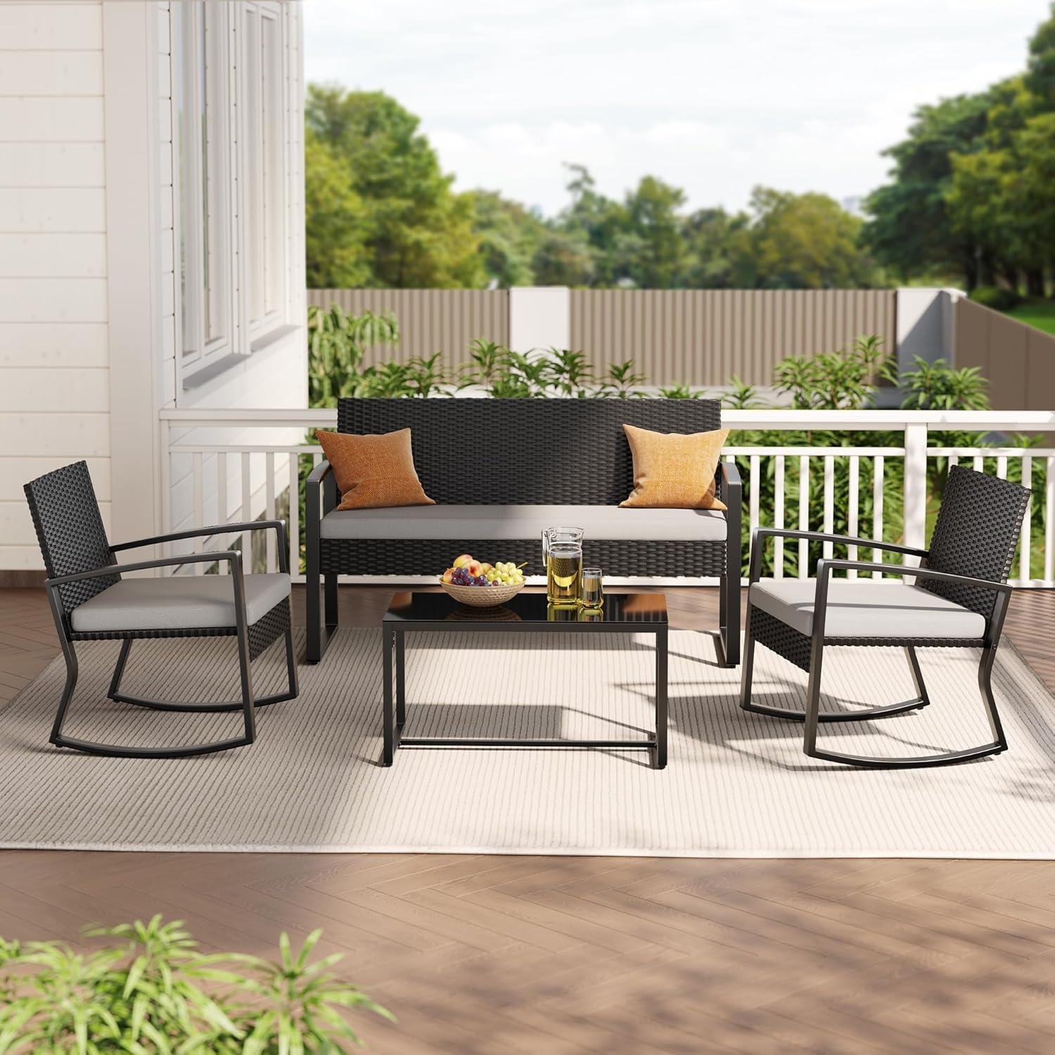 My Take on‍ ahomly’s 4-Piece Rocking Wicker Set