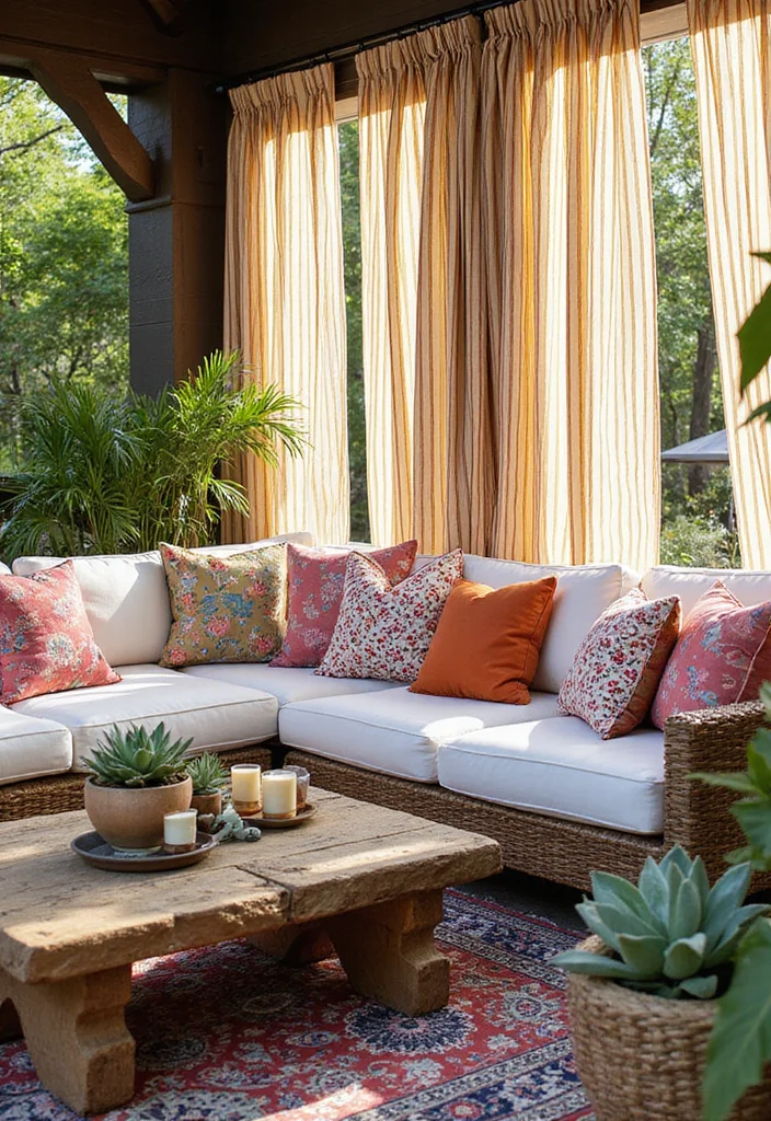 Step By Step Guide: How to Elevate Your Outdoor Space with Stunning Patio Curtains - 7. Mix Textiles and Designs 1