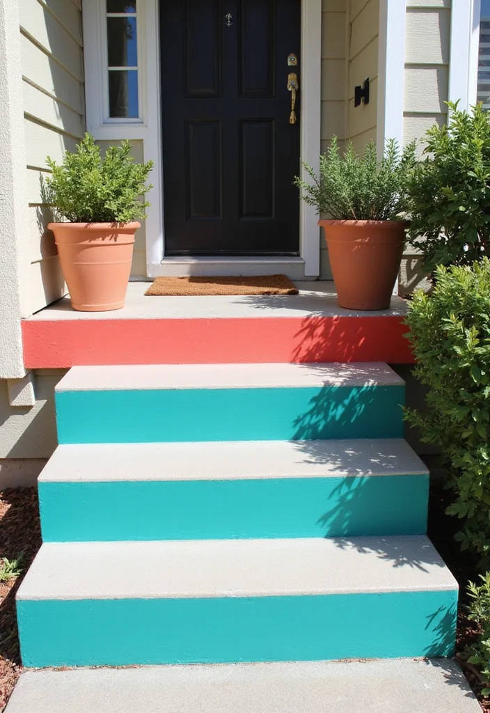 The Ultimate Guide to Budget-Friendly Front Step Makeovers That Wow Your Guests - 1. Go Bold with Colorful Paint 1