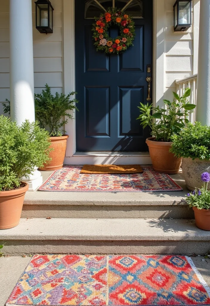 The Ultimate Guide to Budget-Friendly Front Step Makeovers That Wow Your Guests - 2. Add Stylish Outdoor Rugs 1