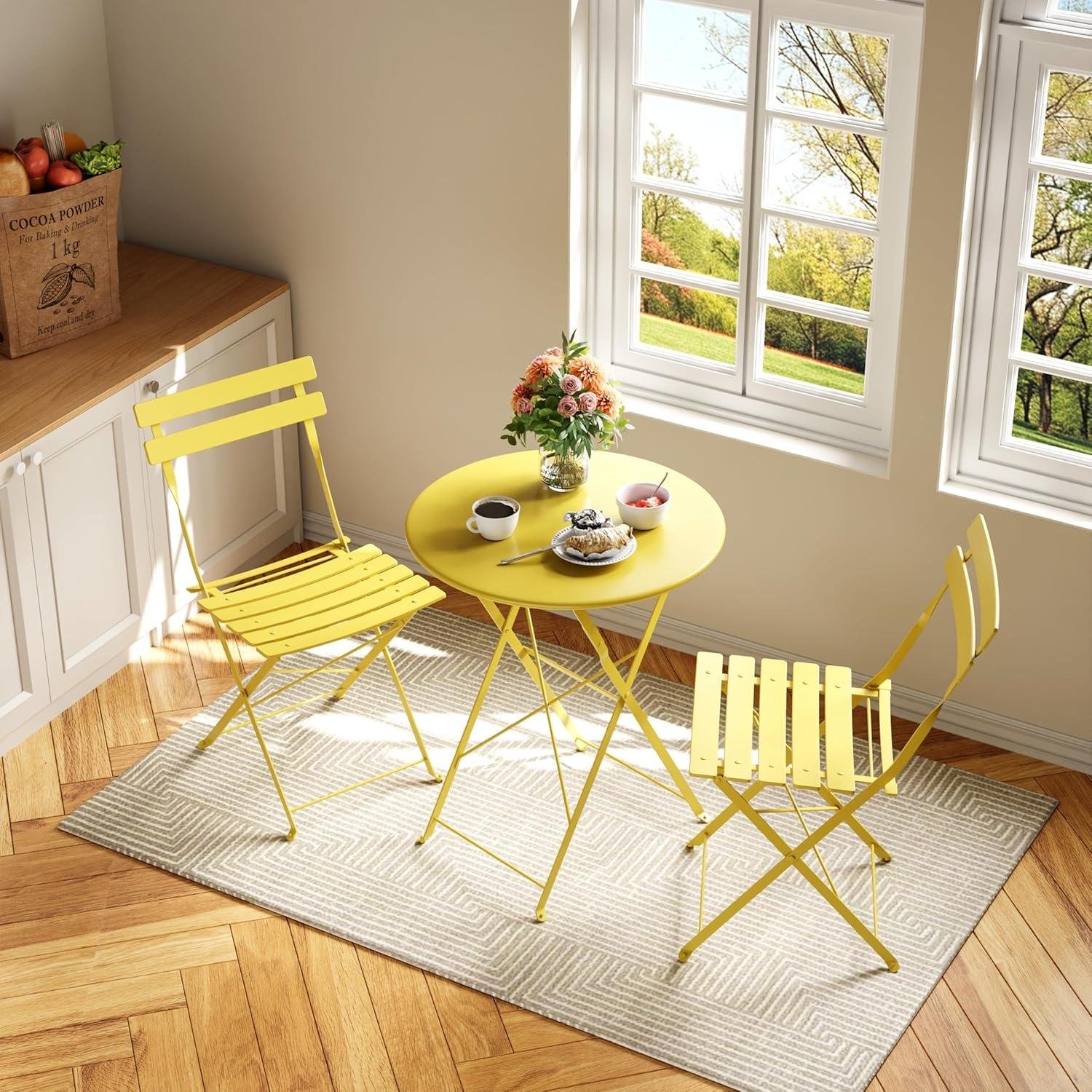 <p><strong>I Tried This Yellow Folding ‍Bistro Set for My Patio</strong></p><p>“></p><p>For the money,this ‌set earns its ‍keep by doing the two hardest things in small outdoor⁤ spaces: it <strong>stores flat</strong> and it <strong>holds up ‍to real daily use</strong>.I’m used to judging value by⁤ what you can’t⁣ see—joinery alignment, surface prep, and how a finish behaves after a season—so while there’s no wood species or grain to admire here, the same “craft” ⁢questions still apply. The heavy-duty steel tubing and‍ <strong>powder-coated finish</strong> read like a practical, workmanlike choice: it’s ​the ⁢metal equivalent of a well-sealed ‌outdoor hardwood—less fuss, more time ⁢sitting outside. The smooth surface wipes clean easily, and the “no assembly” factor is⁤ a ‍genuine​ value ‌add; I’d rather spend those saved hours oiling⁢ a cedar ‍bench or tuning a gate latch than chasing missing hardware.</p><table class=