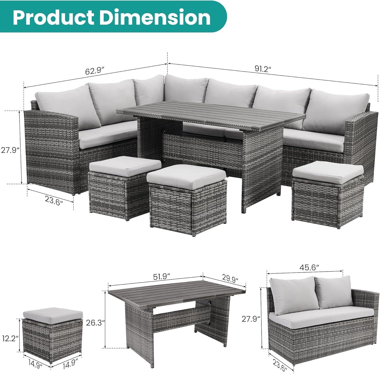 My take on Wumiokio 7-Piece Wicker Dining Set