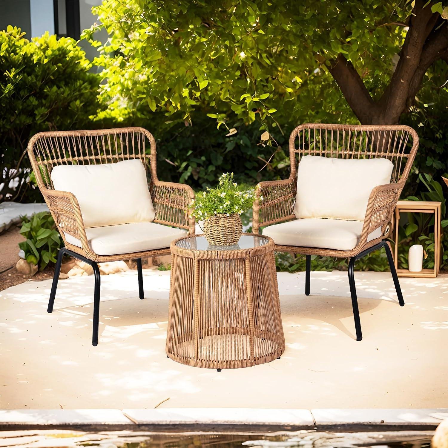 I Tried This 3-piece Wicker Bistro Set Outdoors