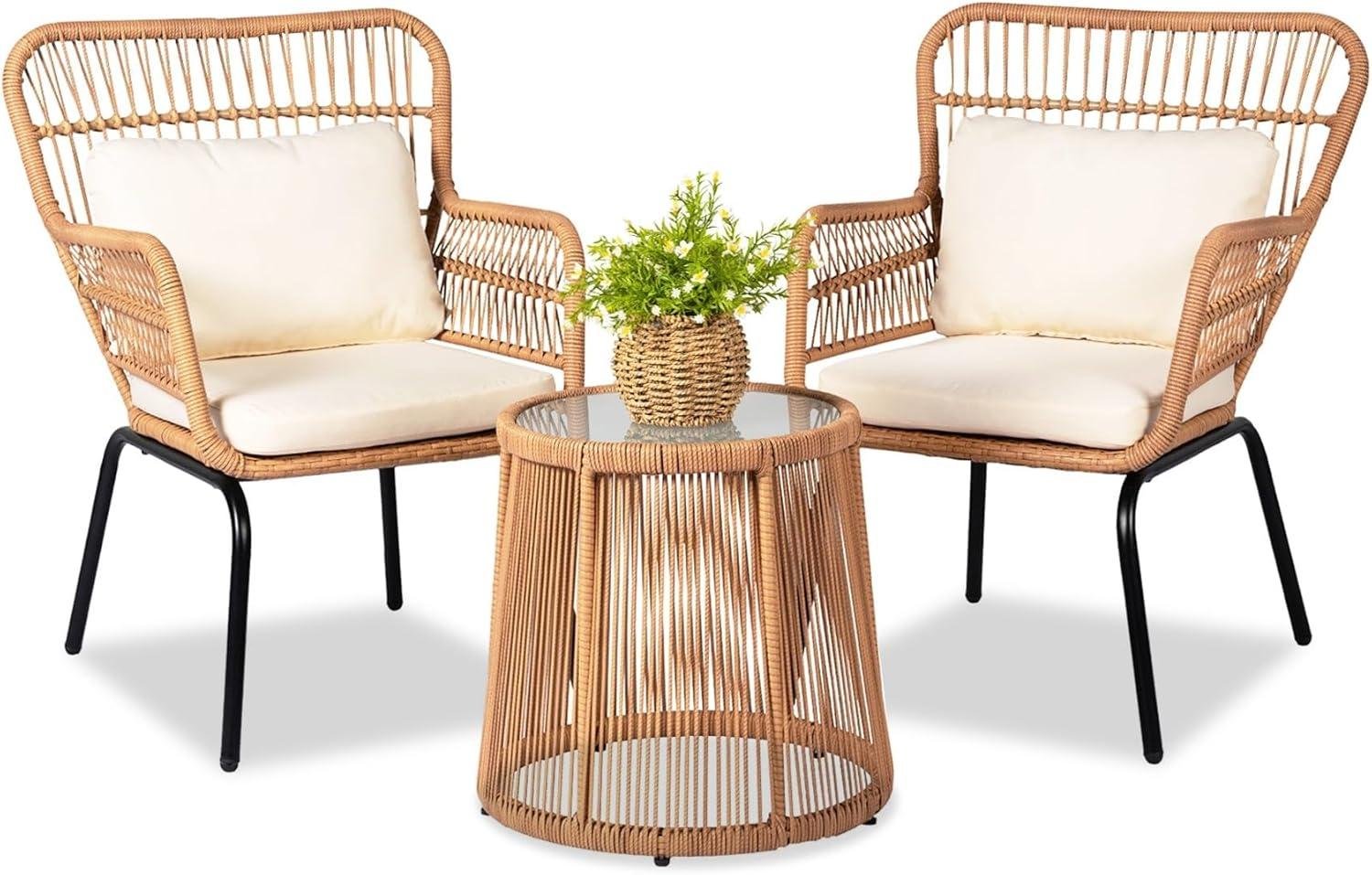 I Tried This 3-Piece Wicker Bistro Set outdoors