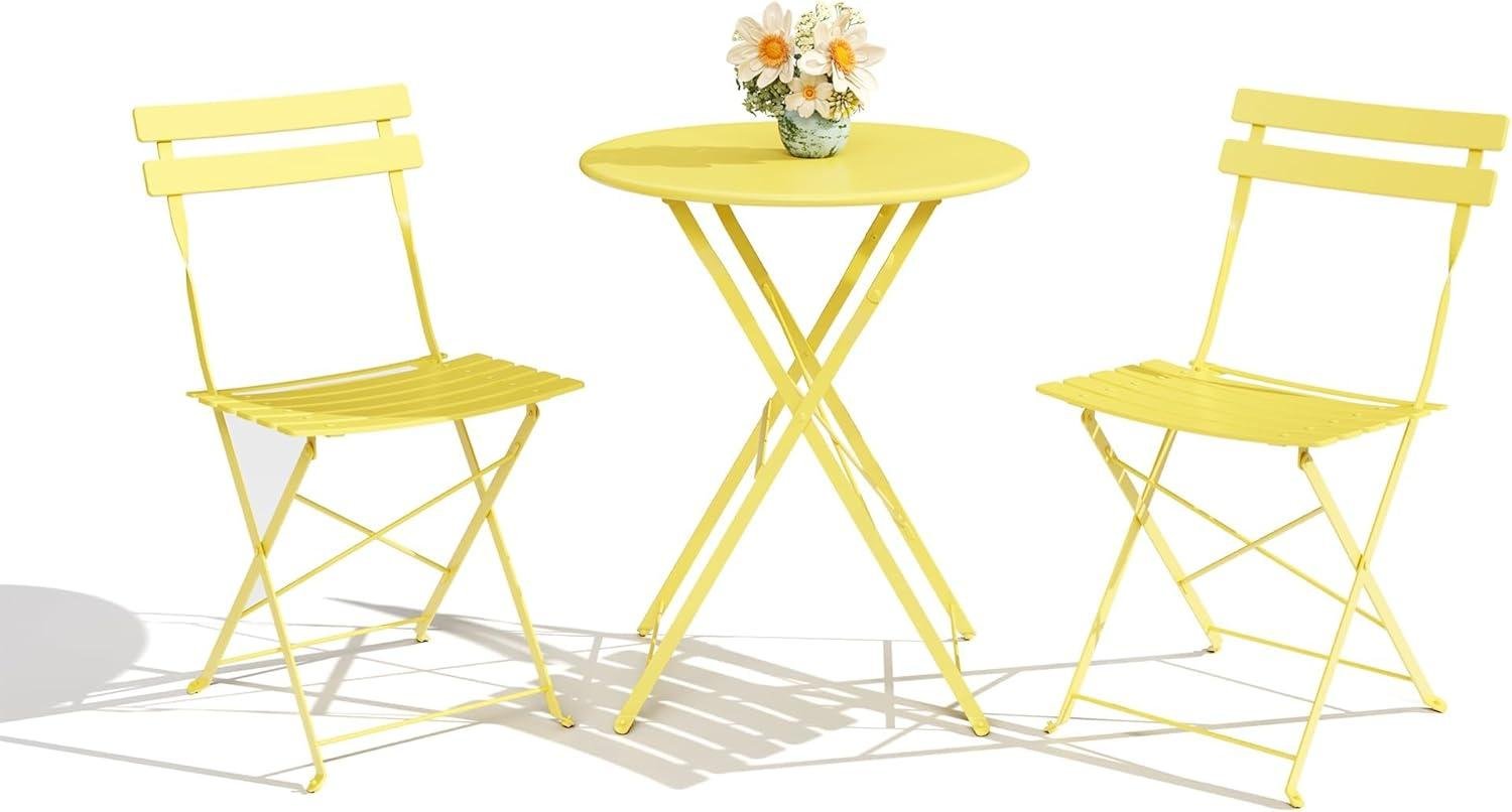 <p><strong>I Tried This Yellow Folding Bistro Set⁣ for My Patio</strong></p><p>“></p><p>After a few weeks‍ of real patio ⁤living—coffee ⁣in the⁤ morning, a⁣ quick lunch in the sun, and the occasional evening drink—this set’s <strong>powder-coated steel finish</strong> ⁤has held up‌ better than many “budget” outdoor pieces⁤ I’ve seen. The coating feels smooth and even,with no gritty overspray,and it wipes down easily after pollen and light ​splashes. as a‍ wood guy, I’m used to judging⁤ surfaces by ​how‍ they shed ​water and grime⁢ (think a well-oiled teak top versus a film finish), and this⁢ metal finish behaves more like a good exterior⁢ enamel: it shrugs off daily mess without asking for much maintenance. There’s obviously no wood species or grain to ⁢admire here, but ⁢I do ‍appreciate the honest ⁤construction—clean bends, consistent weld points, and a ​folding⁢ mechanism that locks in with a reassuring, workmanlike feel.</p><table class=