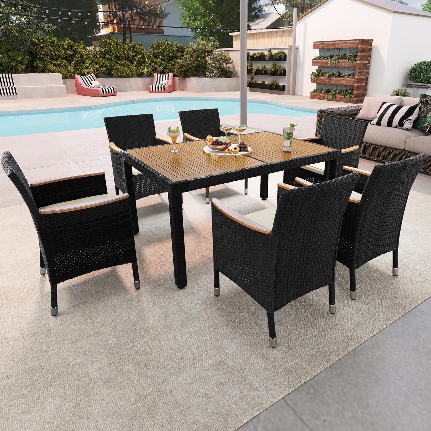 My Take on Yaheetech’s Acacia/Rattan 7-Piece Set