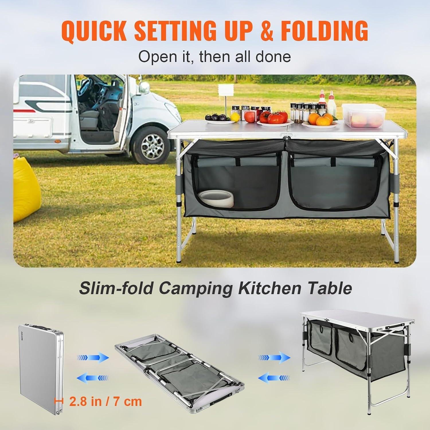 <p><strong>My Take on the VEVOR camp Kitchen Station Table</strong></p><p>“></p><p>Comfort-wise, this station hits a sweet spot for the way I like to cook and serve outdoors: everything lands at a sensible working height, and the <strong>3 adjustable settings</strong> make it easy to dial in a posture that doesn’t punish my back after a long day in the shop. From a woodworker’s eye, the top being <strong>MDF</strong> (not a solid wood slab) is exactly what I’d expect at this price point—flat, consistent, and easy to wipe down, but not something I’d treat like a heirloom board. The surface finish feels more “utility counter” than “fine furniture,” which is fine for sauces, prep, and setting down cookware, especially when paired with the <strong>aluminum tube frame</strong> and that <strong>reinforced X-shaped structure</strong> that keeps it planted.I do appreciate the practical planning: <strong>zippered storage compartments</strong> keep odds-and-ends from drifting away, <strong>cupholders</strong> cut down on spills, and the side shelf adds real elbow room without turning my patio into a cluttered staging area.</p><table class=