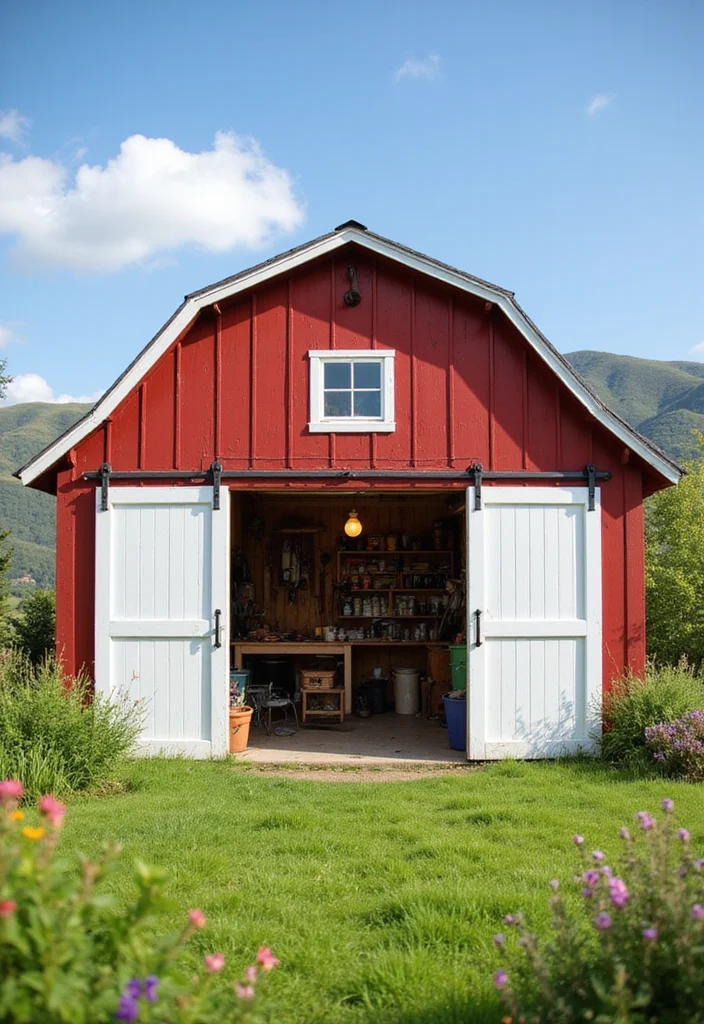 20 Stunning Barn Style Garage Designs That Will Make You Want to Build One Now! - 1. Classic Red Barn Garage 1