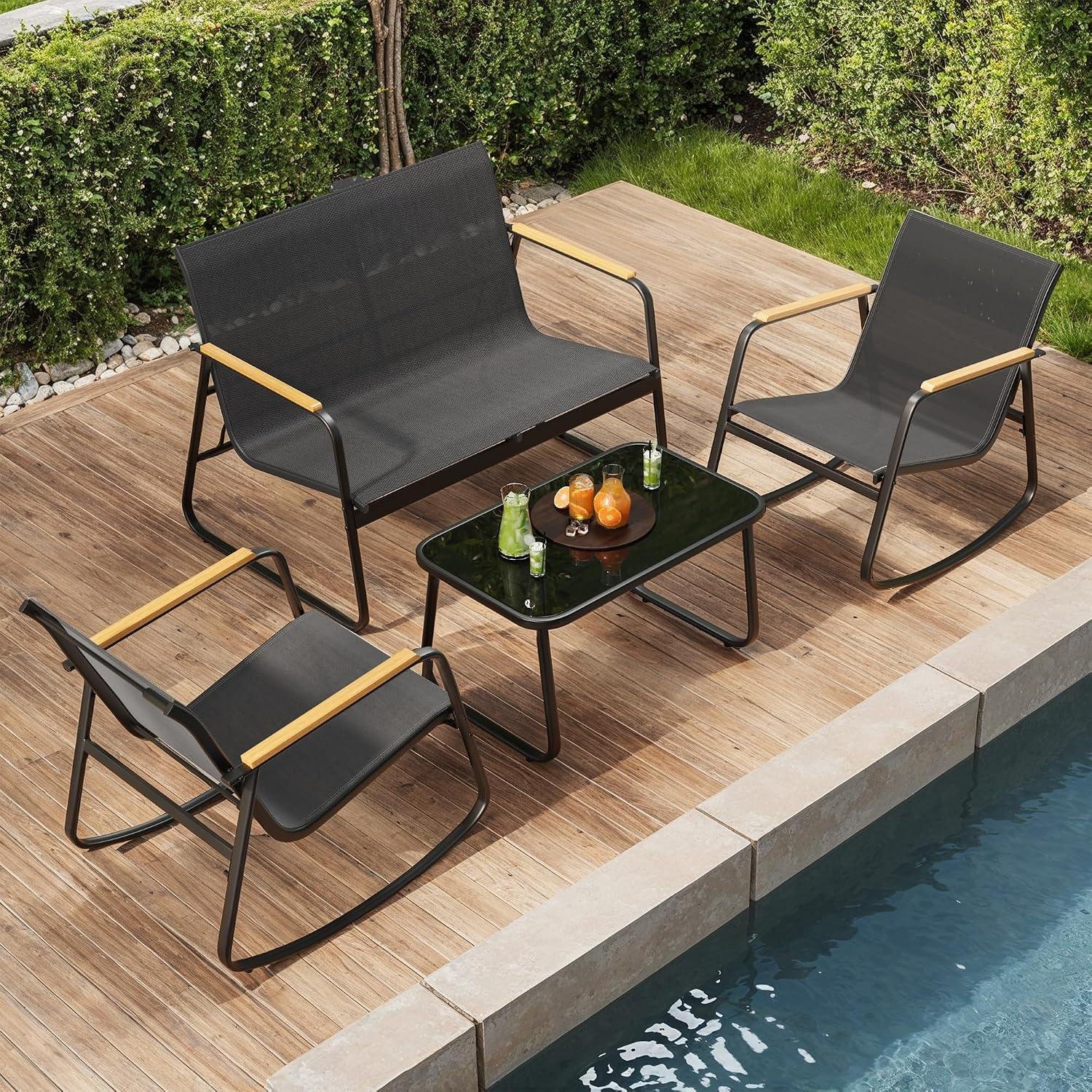 My Take on This 4-Piece Rocking Patio Set (Wood Arms)