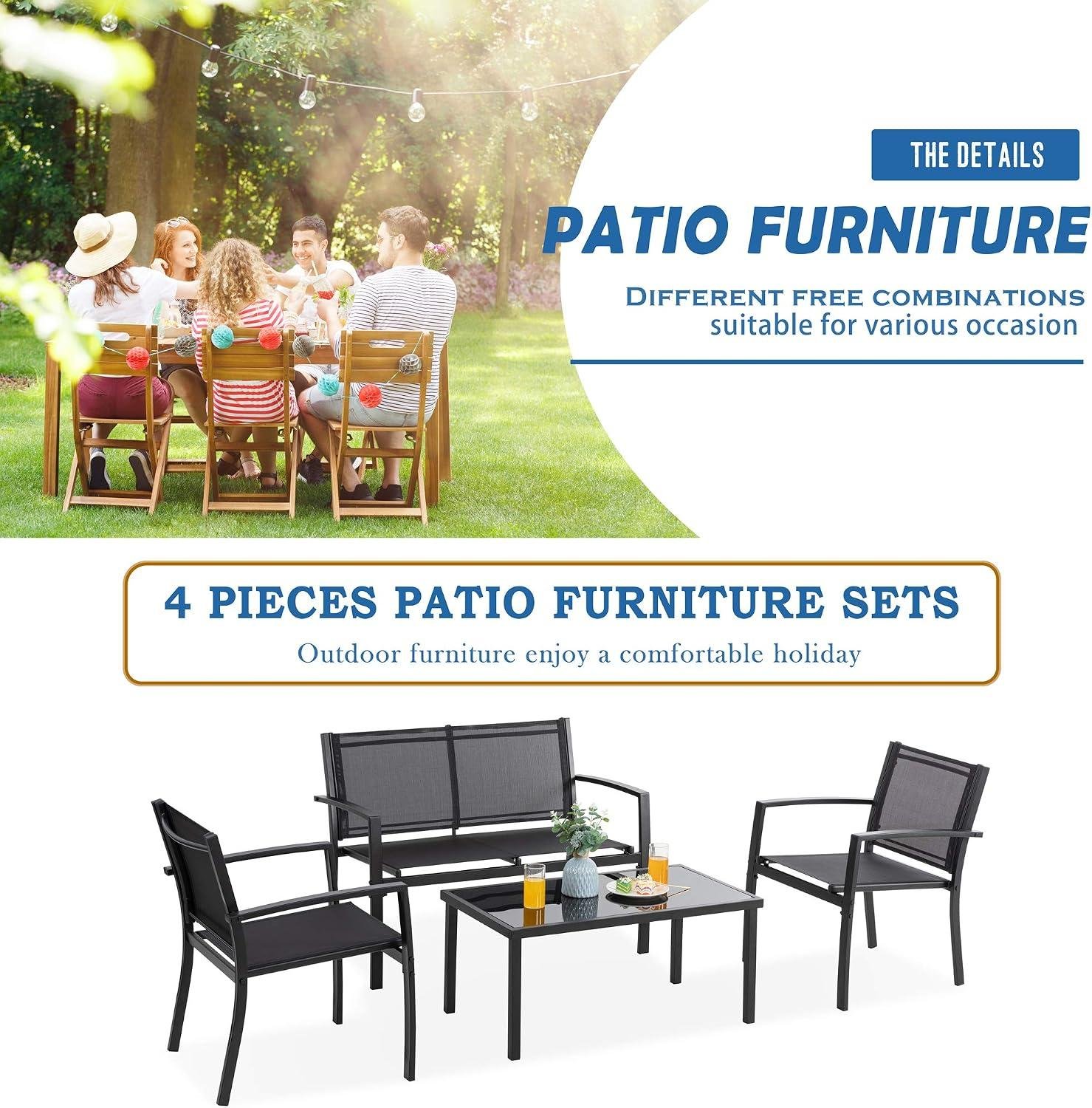 My Take on Vongrasig 4-Piece Patio Set (Black)