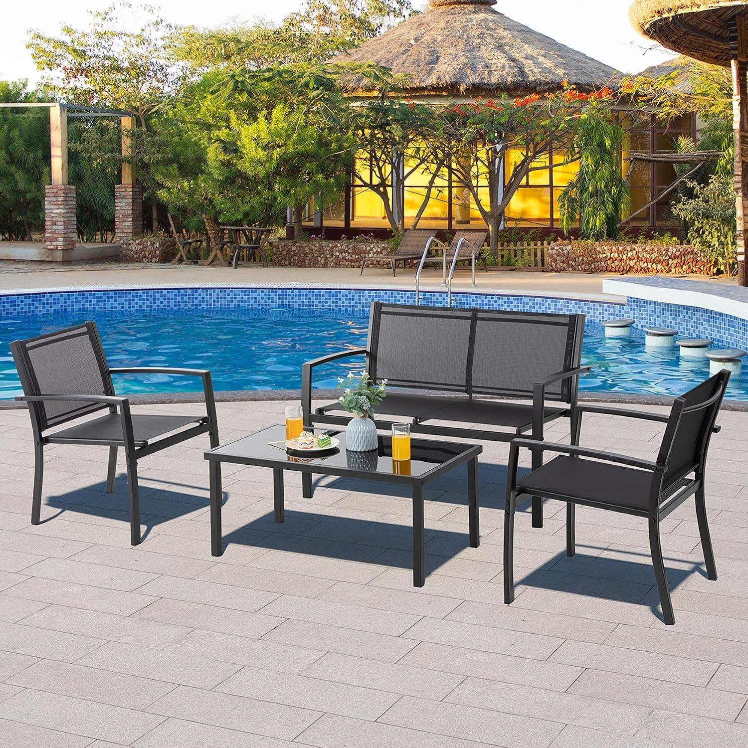 My Take on Vongrasig 4-Piece Patio Set (Black)