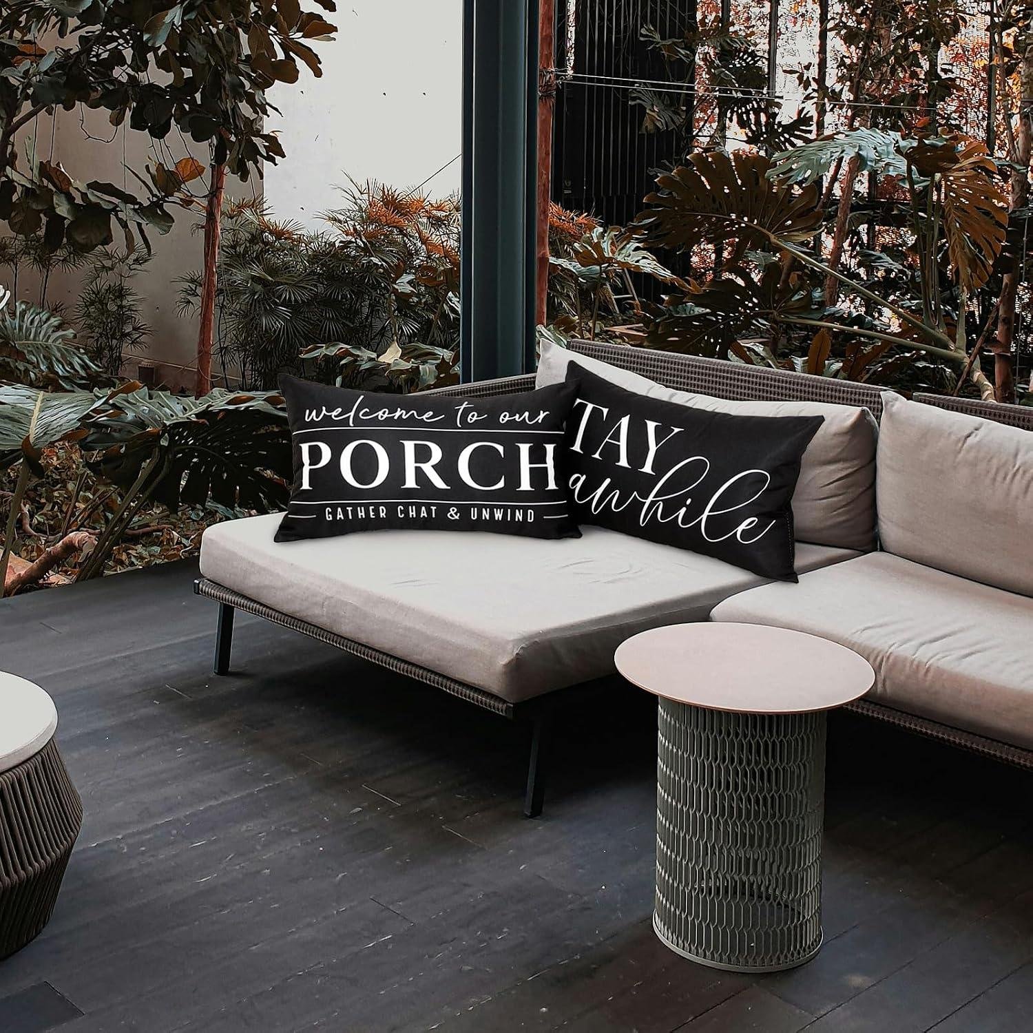 <p><strong>I Tried TAJWE Waterproof Porch Pillow Covers (12×20)</strong></p><p>“></p><p>For comfort, these covers do the job I actually need outdoors: they keep my 12×20 inserts feeling clean and dry when the weather turns fickle. The waterproof polyester has a smooth, slightly crisp hand-more “work shirt” than “linen lounge”-but once it’s on the pillow, the feel is mostly defined by your insert anyway. I like the <strong>hidden zipper</strong> because it doesn’t snag on clothing or scratch against a freshly planed armrest, and it keeps the look tidy. Around my own builds-think slatted white oak bench tops and a cedar porch swing-the black-and-white print reads clean and classic without stealing focus from the real star: the grain.</p><table class=