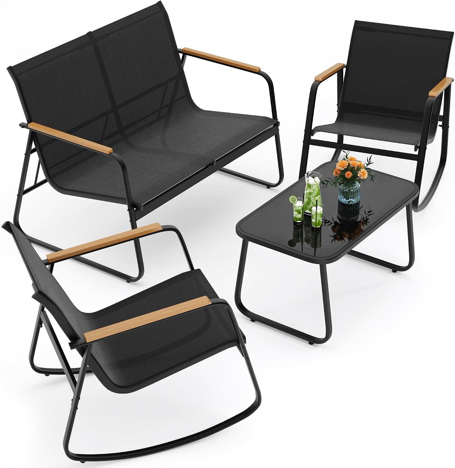 My Take on This 4-Piece Rocking Patio Set (Wood Arms)