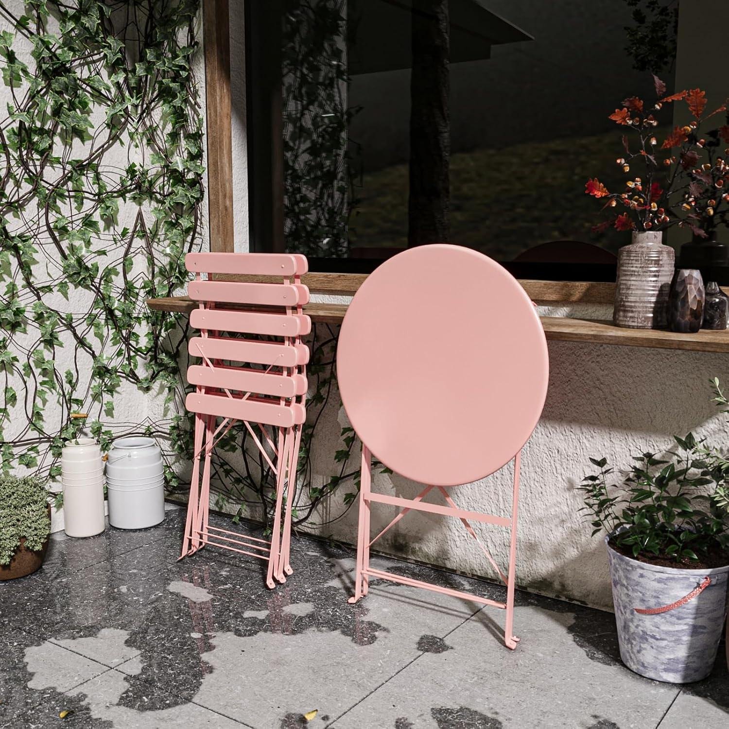 My Take on This Pink Folding Bistro Set for Patios