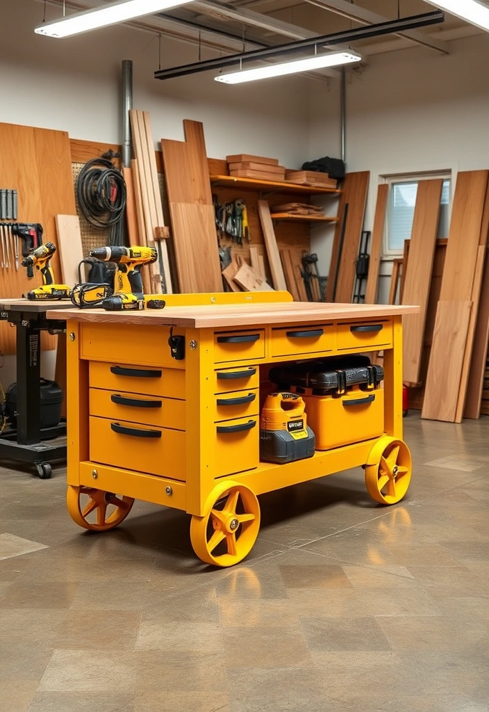 11 Inspiring Workbench Designs You Can Build Yourself (Get Ready to Be Inspired by #2!) - 5. Mobile Workbench on Wheels
