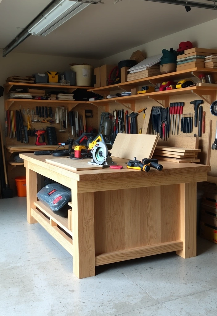 11 Inspiring Workbench Designs You Can Build Yourself (Get Ready to Be Inspired by #2!) - 7. Heavy-Duty Garage Workbench