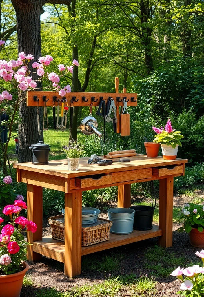 11 Inspiring Workbench Designs You Can Build Yourself (Get Ready to Be Inspired by #2!) - 8. Outdoor Workbench for Garden Projects