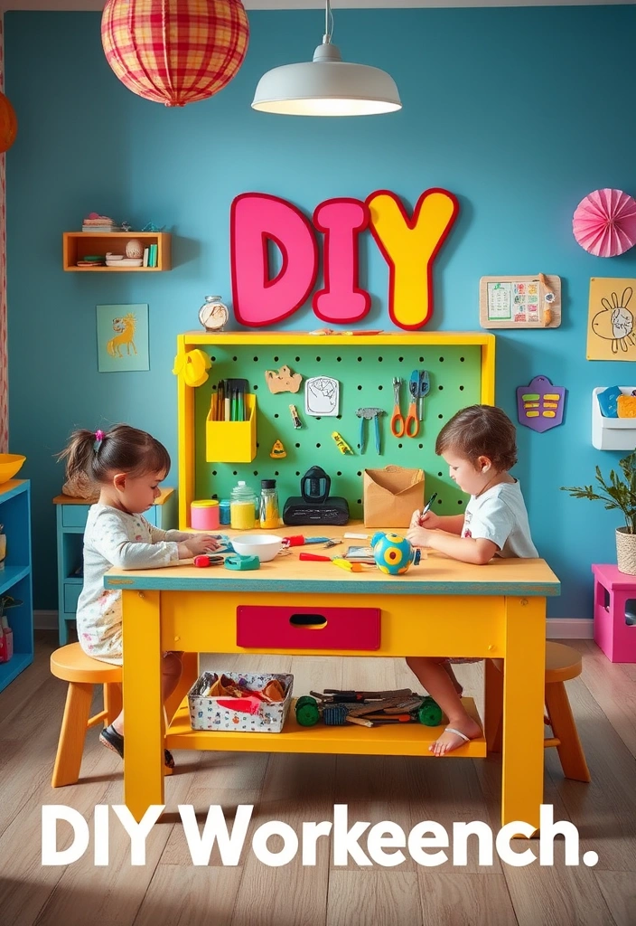 11 Inspiring Workbench Designs You Can Build Yourself (Get Ready to Be Inspired by #2!) - 9. Kids' DIY Workbench for Young Creators