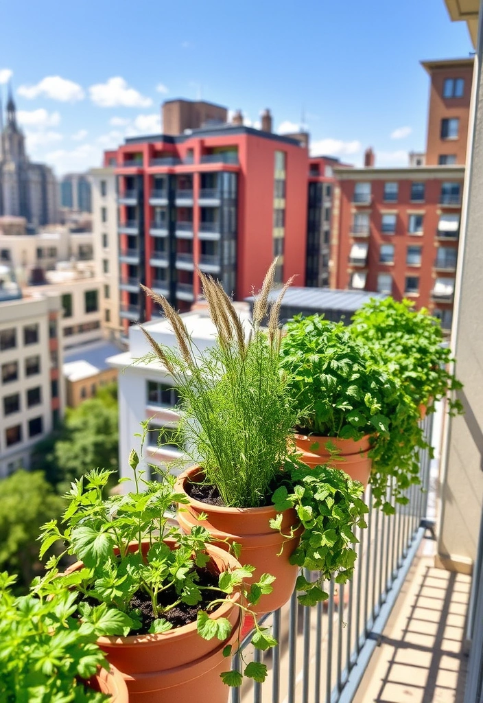 12 Easy Container Herb Garden Ideas That Will Transform Your Small Space! - 11. Herb Garden on a Balcony Rail