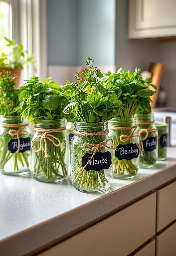 12 Easy Container Herb Garden Ideas That Will Transform Your Small Space! - 2. Mason Jar Herb Garden