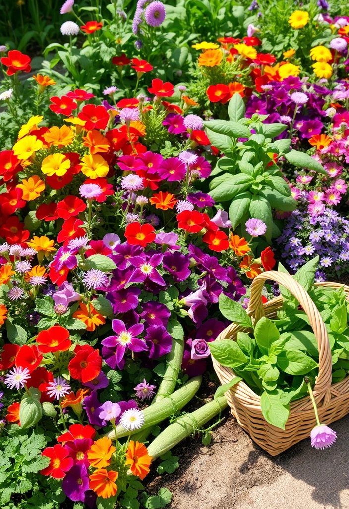19 Stunning Herb Garden Designs That Will Make Your Neighbors Green with Envy! - 11. Edible Flower and Herb Garden