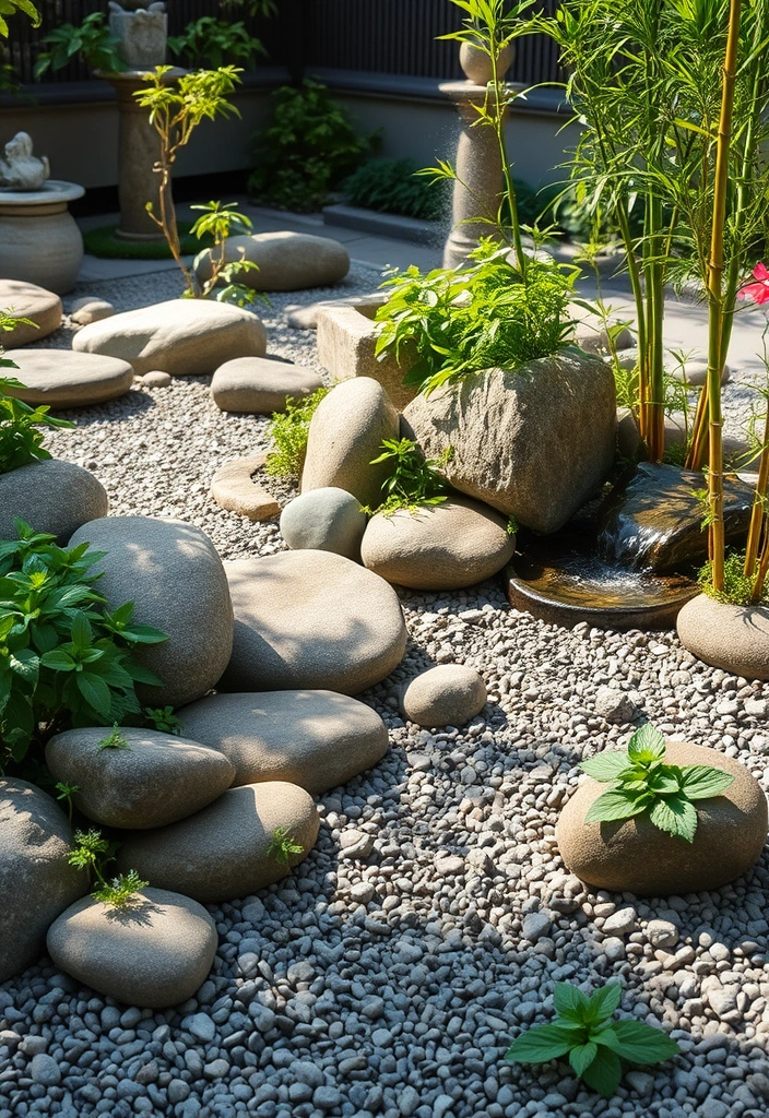 19 Stunning Herb Garden Designs That Will Make Your Neighbors Green with Envy! - 12. Zen Herb Garden: Tranquility in Nature