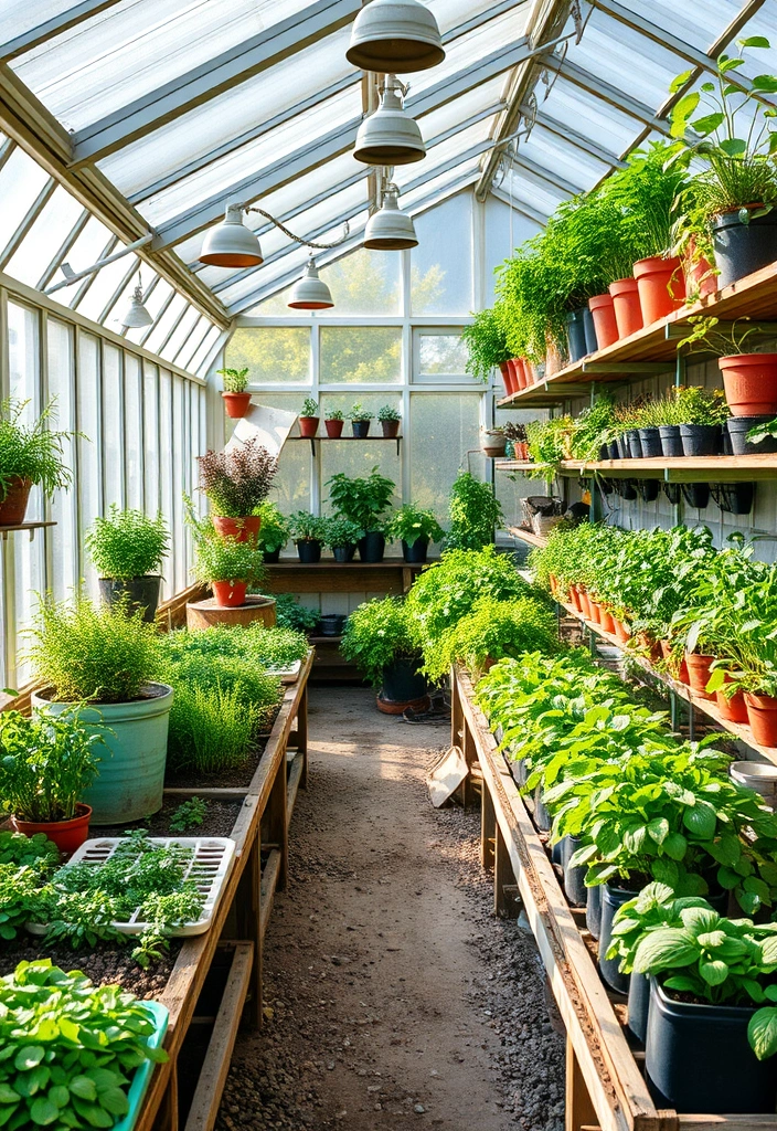 19 Stunning Herb Garden Designs That Will Make Your Neighbors Green with Envy! - 13. Herb Garden in a Greenhouse