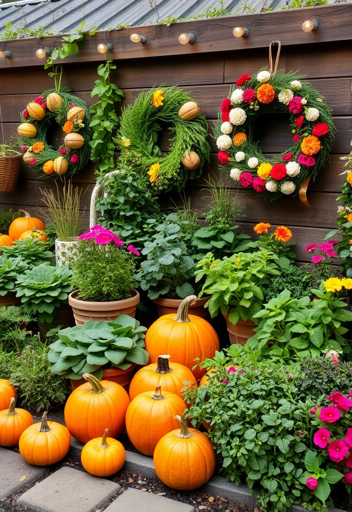 19 Stunning Herb Garden Designs That Will Make Your Neighbors Green with Envy! - 19. Herb Garden with Seasonal Decor: Celebrate the Seasons