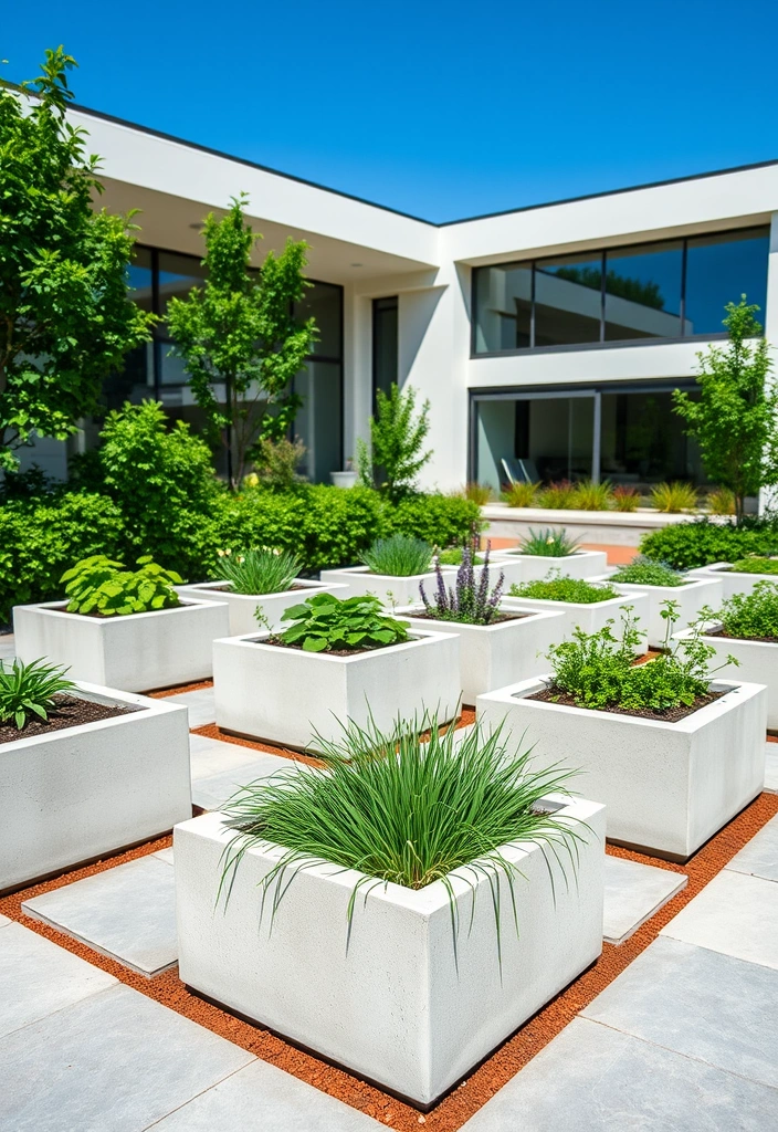 19 Stunning Herb Garden Designs That Will Make Your Neighbors Green with Envy! - 3. Modern Minimalist Herb Garden