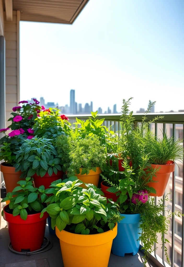 19 Stunning Herb Garden Designs That Will Make Your Neighbors Green with Envy! - 5. Container Herb Garden: Versatile and Mobile
