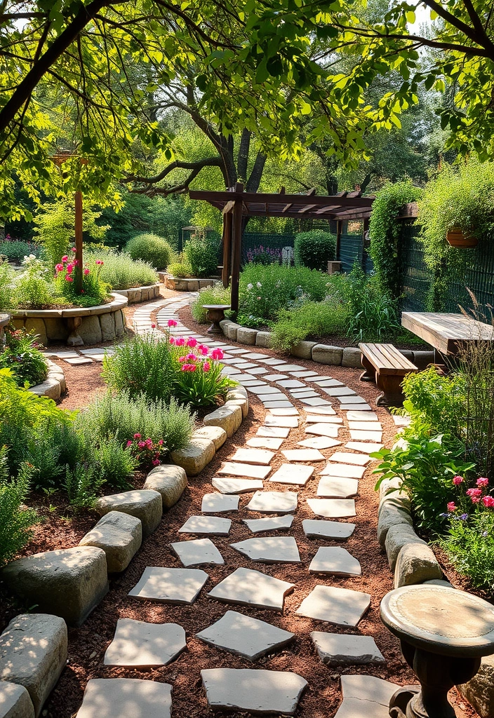 19 Stunning Herb Garden Designs That Will Make Your Neighbors Green with Envy! - 8. Herb Garden with Pathways: A Walkable Oasis
