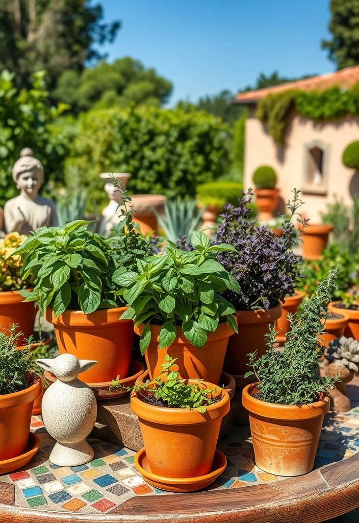 19 Stunning Herb Garden Designs That Will Make Your Neighbors Green with Envy! - 9. Mediterranean Herb Garden: Zesty and Aromatic